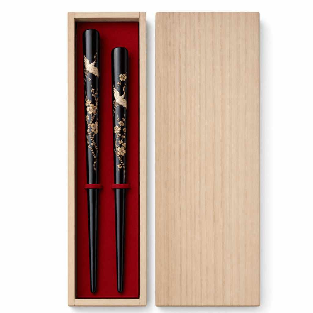 漆器 箸 夫婦箸ギフトセット (若狭塗・桐箱入) 圖片 1